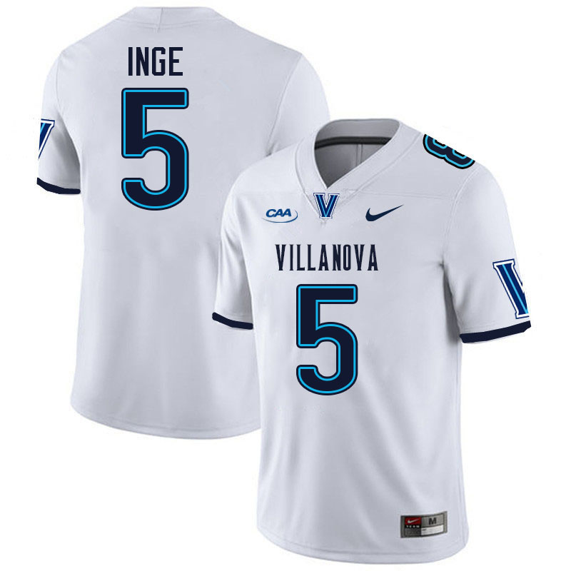 Villanova Wildcats #5 Turner Inge College Football Jerseys Stitched-White